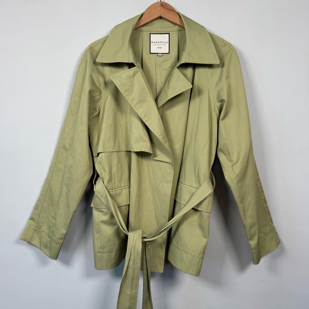 Bagatelle Light Green Belted Short Trench Coat, Size L, Excellent Condition!